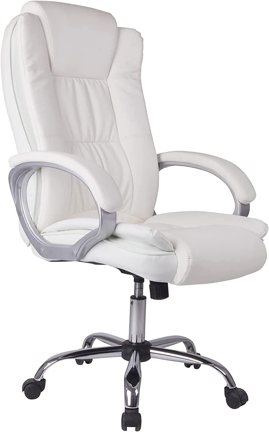 Suinga Silla Oficina New York | Reposabrazos | Altura Regulable | Diseño Ergonómico | Piel Sintética Blanca | Comodidad | Profesional