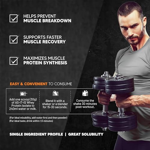 Image of AS-IT-IS Nutrition Whey Protein Isolate 90% - 250 Gms | Protein 27g & BCAA 5.9g per serving