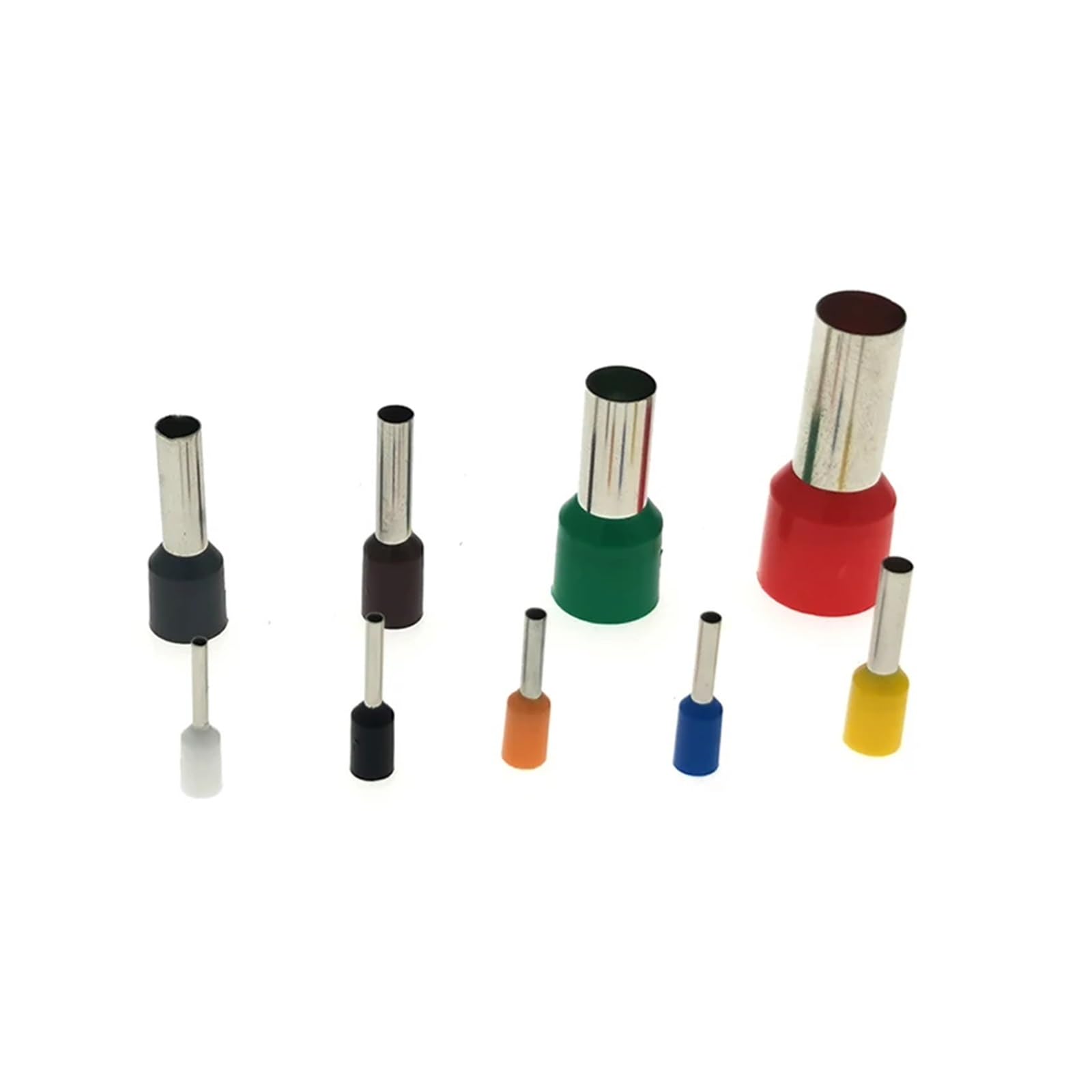 100Pcs Copper Tube Insulated Cord End Crimp Terminals Electrical Wire Connector E1008~E2512 Cable Ferrules 18-14AWG 1.0-2.5mm2(Brown,E1010 Copper)