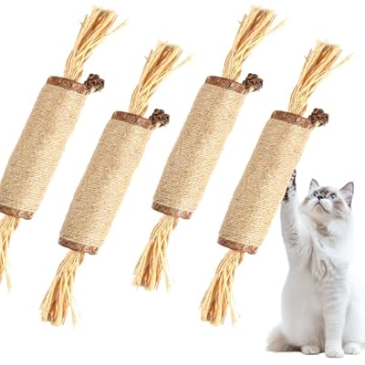 Hnjindong Cat Chew Dental Sticks Silvervine for Teeth?Large Catnip Toys Good for Kittens Dental Hygiene?Natural Material Toys for Indoor Cats Teeth Cleaning and Stress Release