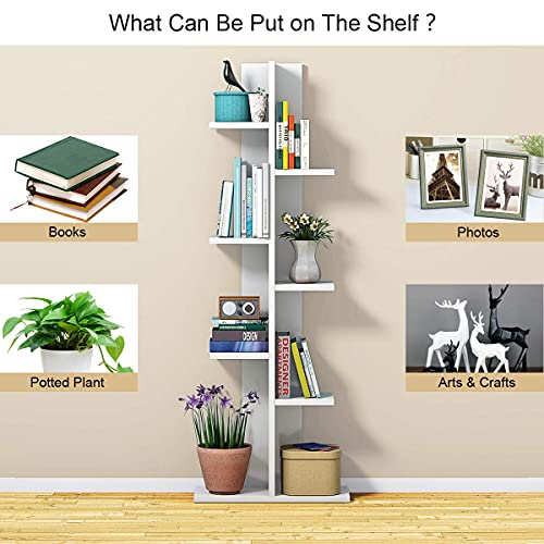 Giantex 7-Tier Bookshelf, Multipurpose Storage Shelf Space-Saving Bookcase Wood Display Shelf Stand For Books Photos Artwork, Pot Plant, Storage Holder Rack W/ 8 Open Well-Arranged Shelves, White #TOP5