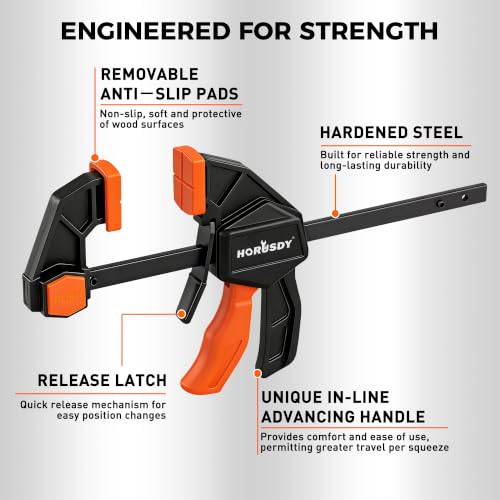 Image of 10-Piece Bar Clamp Set for Woodworking, 4 x 6-inch & 2 x 12-inch One-Handed F Clamp /Spreader, 132 lbs Load Capacity, Includes Spring Clamps & 90 Angle Clamp, Quick-Release Grip