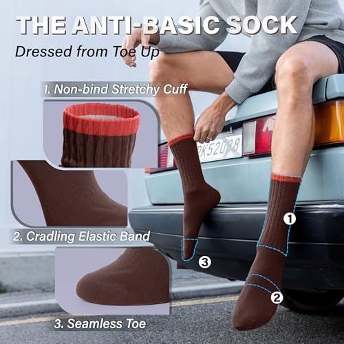 Image of Slouch Cotton Socks, Scrunch Thin Fashion Colorful Soft Breathable Crew Calf for Women and Men, 4 Pairs