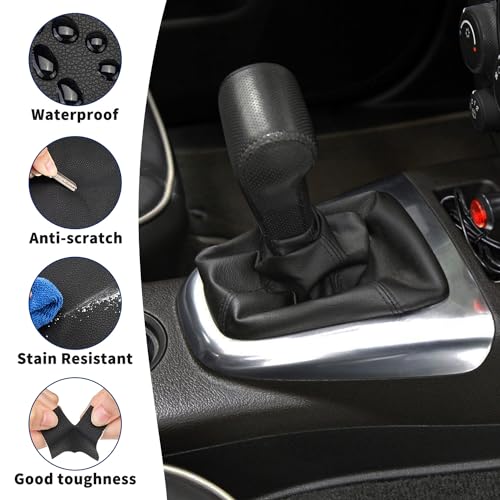 KBH Car Gear Shift Knob Boot Cover for Hummer H3 2005 2006 2007 2008 2009 2010 2011, Vinyl Leather Upholstery, Shifter Dust Covering Skin Replacement, Black