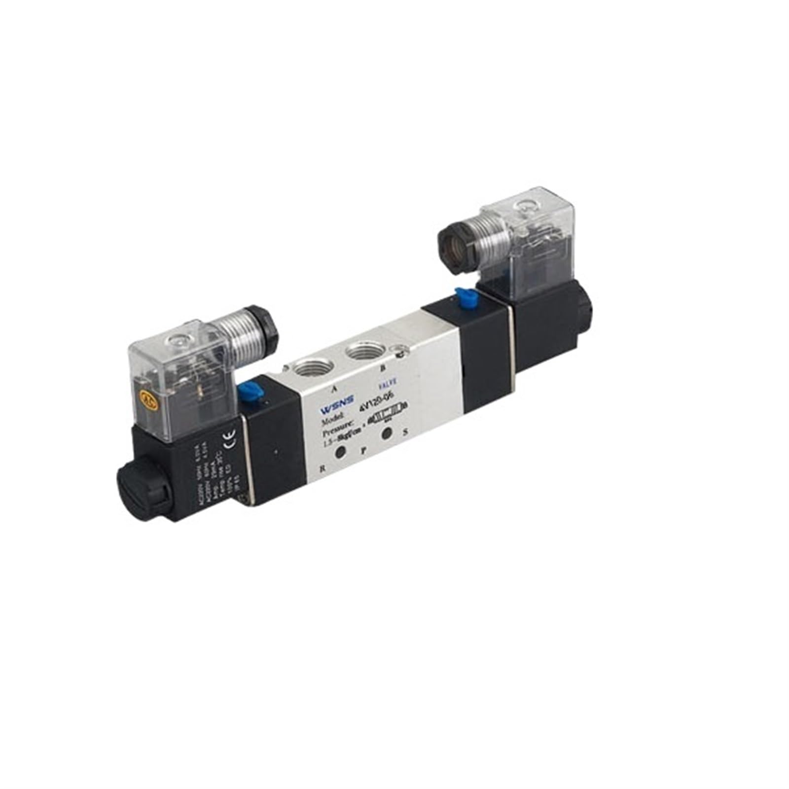 IEUMJNAT 1pcs 4V120-06 3 Postion 5 way 1/8'' Solenoid Valves DC12V DC24V AC110V AC220V(AC110V)