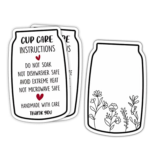 Glass Care Card, Tumbler Care Instructions Cards, Cup Care Card, Sublimation Glass can Care Card, Customer Directions Cards, Small Online Shop Package Insert, 50 Pack 6JE046