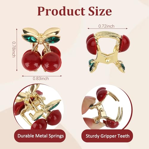 Juego de 6 pinzas pequeñas cherry para cabello rojo miniatura 2