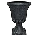 Southern Patio Winston 16 Inch x 21 Inch Urn Plastic Decorative Outdoor Planter Pot for Porch, Patio, or Garden with Removable Base, Matte Black