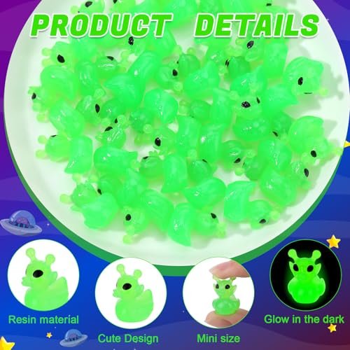 Image of 50 Pcs Alien Ducks Toy Figures, Mini Alien Resin Ducks Bulk, Tiny Aliens Figurine Dress up Duck Toy for Party Favors (Luminous Aliens)