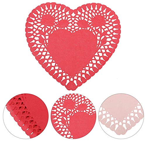 Cabilock 100 Folhas Doilies Coração Dos Namorados Mini Pequenos Recortes de Papel da Forma Do Coraçã