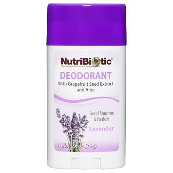 NutriBiotic Deodorant, Lavender, 2.6 Oz Stick | with Witch Hazel, Grapefruit Seed Extract, Aloe & Lavender Oil | Vegan & Free of Aluminum, Paraben, Phthalates, Gluten, GMOs & Fragrance