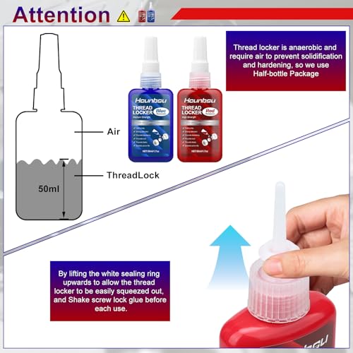 Schraubensicherung 50+50ml, Schraubensicherung Mittelfest und Hochfestes, Schrauben Kleber für Schrauben, Bolzen & Befestigungen, Anaerobe Aushärtung - Verhindert Lockerungen und Leckagen