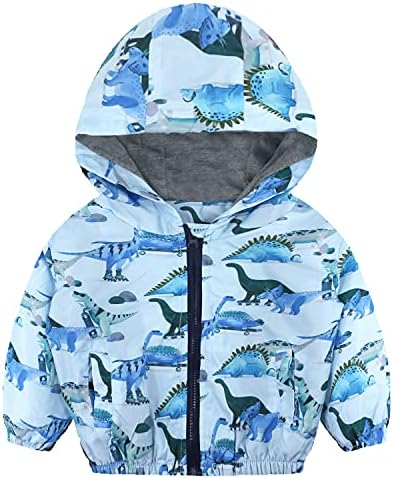 Toddler Boy Jacket Dinosaur Baby Jacket Zipper Hooded Outwear Windproof Coat