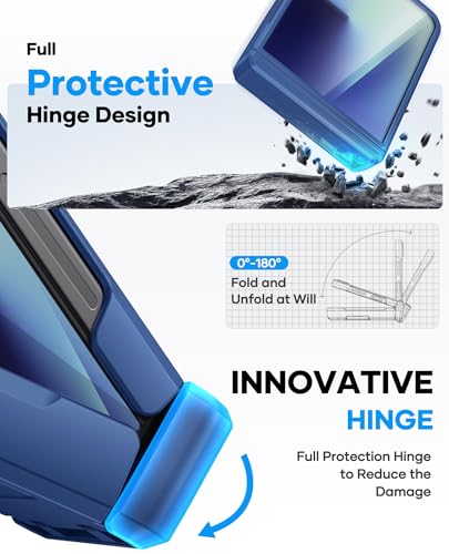 Image of ASAFCASE for Samsung Galaxy Z Flip 7 Wallet Case with Card Holder, Blue | Hard Hinge Protection, Outer Screen Protector, Shockproof Rugged Cover Phone Case for Samsung Galaxy Z Flip 7 5G 2025