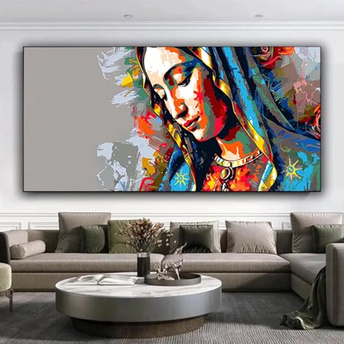5D Woman Diamond Art Painting, Diamond Art Kits Adults Beginners, DIY Full Square Drill Crystal Rhinestone Nun Diamond Painting, Mosaic Kits for Adults, Home Wall Decor Gifts for Women 70x160 cm 1-8