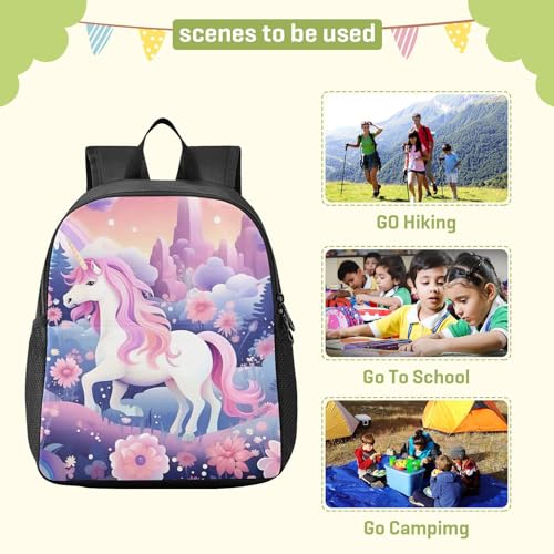 Unicorn Purple Floral Kids Backpack Preschool Toddler Bookbag for Girls Boys Mini Kindergarten School Bags S 208505563