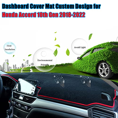 YOFAMO Dashboard Cover Dash Cover Mat Pad Carpet Custom Fit for Honda Accord 2018 2019 2020 2021 2022(Without HUD) Accessories Anti-Skid Center Console Protector Cover Mat(Red Edge) by YOFAMO - Used condition - Image 3