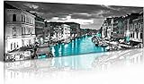 Venice Skyline Wall Art Black and White City Canvas Artwork Italy Cityscape Coastal Aqua Green Teal...