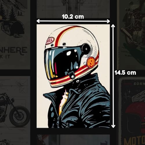 Image of auraposter Paper Motorbike Posters (Set of 40) | Bike Posters Royal Enfield, Jawa, Harley Davidson Vintage Motorbikes | Classic Motorcycle Retro Bikes | Glue Dots Included