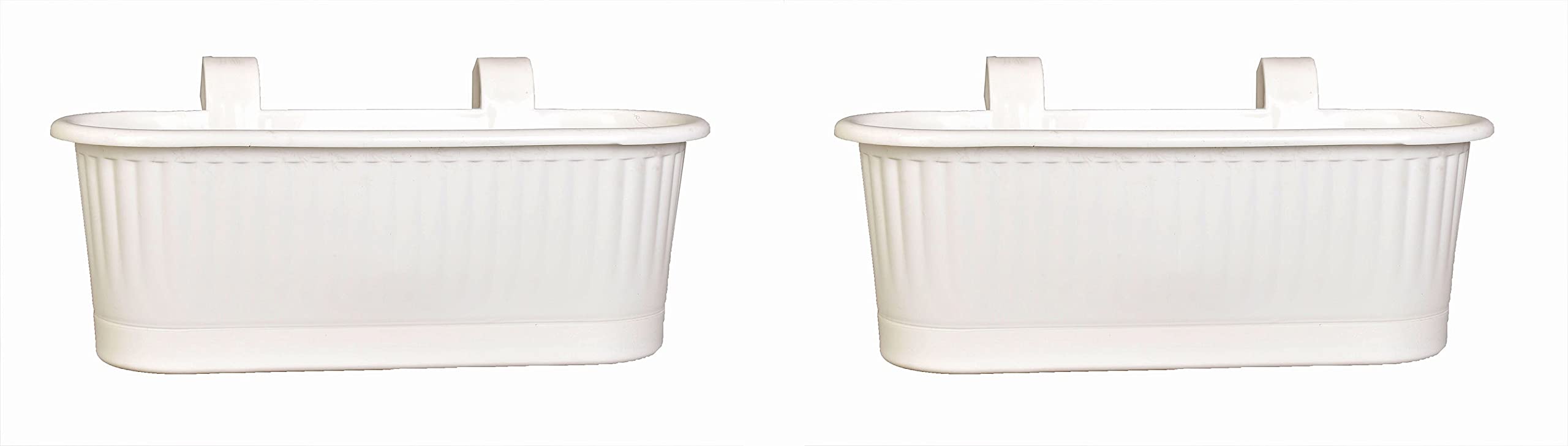 mastBus Plastic Rectangle Hanging Plant Pots for Balcony/Stairs Railing, Indoor/Outdoor, Colorful Gardening Containers Bucket, Medium(White, 15 inch, 2 Pieces) (B09CDLVM78) Amazon Price History, Amazon Price Tracker