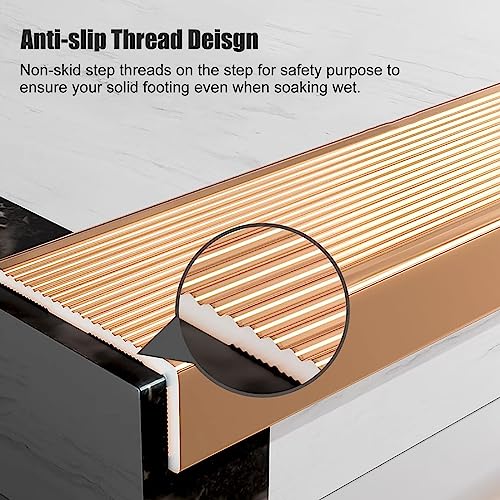 Protector de metal extra ancho para escalones de madera en restaurantes 6