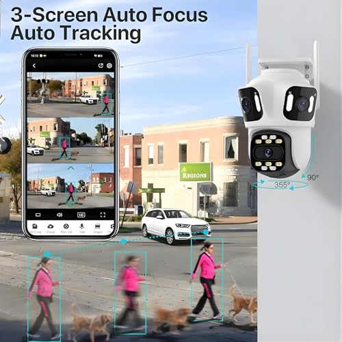 Image of TechEase 12MP Triple Lens WiFi CCTV Camera | 4+4+4MP Triple View | Color Night Vision | AI Human Detection | 2-Way Audio | SD 256GB | Cloud | IP68 | TE-Tr1