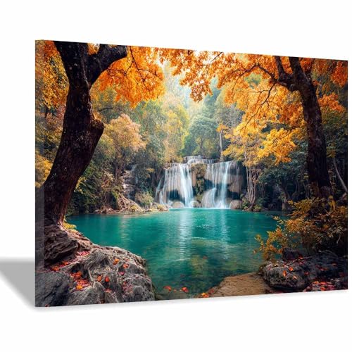 Toile murale cascade d'automne jaune cadre rigide pour rompre la monotonie des murs