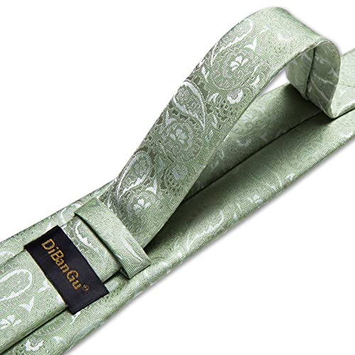 Image of DiBanGu Mens Paisley Tie Sets Silk Jacquard Woven Floral Necktie and Pocket Square Cufflinks Wedding Business Party