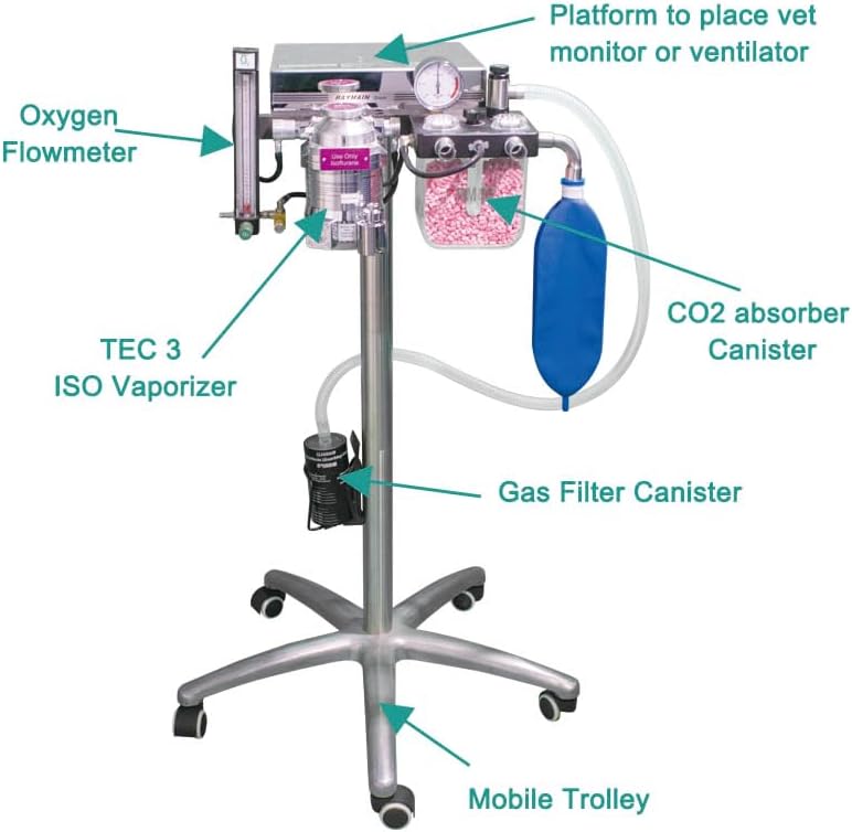 HSIV-E Portable Veterinary Anesthesia Machine with Support Platform for Vet Monitor and Ventilator