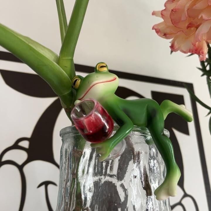 Pot De Fleurs Suspendu Grenouille En Résine - Figurine Décorative De Jardin Verte (environ 10x10 Cm)