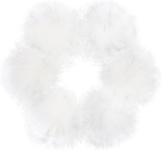 Daieparty 6Pcs White Faux Fur Pom Pom Balls,Fluffy Pompom Balls with Elastic Loop Ball Detachable Knitting Accessories for Knitting Hats Beanies Shoes,Scarves,Glove