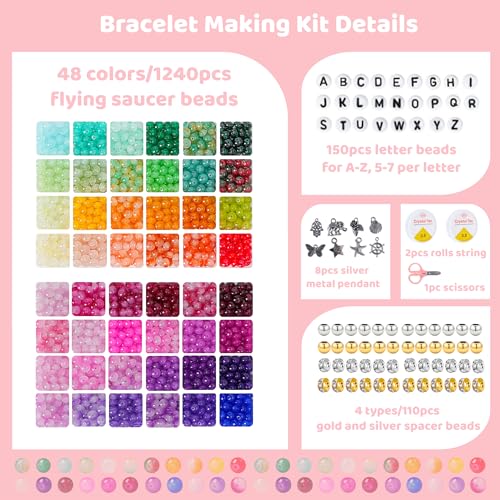 1500 Pieces 5 * 8mm Abacus Glass Beads for Jewelry Making,48 Colors Special Glass Beads Friendship Beads for Bracelet Necklaces Making and DIY Crafts,Great Gifts for 6-Year-Old Girls - Image 2