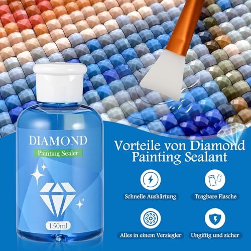 Cieex Diamond Painting Versiegelung, 450ml Diamond Painting Kleber, Diamond Painting Zubehör zum Glitzereffekt und Schutz von Diamanten
