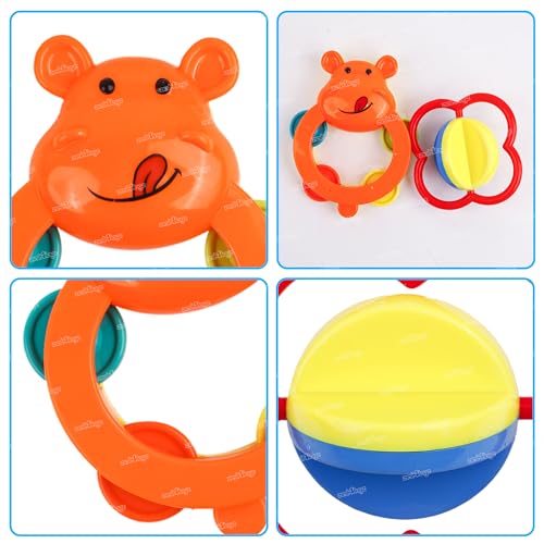 Image of Zest 4 Toyz Rattles Toys for New Born Babies Pack of 2 Colorful Attractive Plastic Non Toxic Shake & Grab Rattle Set for Kids Girls Boys (Multicolor)