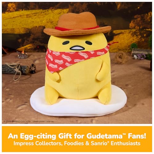 Image of GUND Sanrio Gudetama The Lazy Egg Cowboy 9-Inch Western Themed Stuffed Toy | Promotes Exciting Character Roleplay, Early Sensory Discovery, and Creative Screen-Free Storytelling; Soft, Collectible Plush