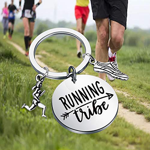 Image of CENWA Cross Country Jewelry Runner Keychain Running Tribe Keychain Group Running Marathon Gift Sole Sister Gift (Running Tribe K)