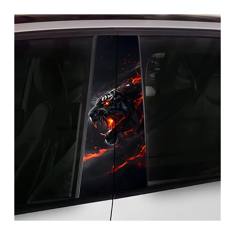 Bertdcx One Color Tiger Pattern Self Adhesive Waterproof B-Pillar Decorative Stickers Auto Parts