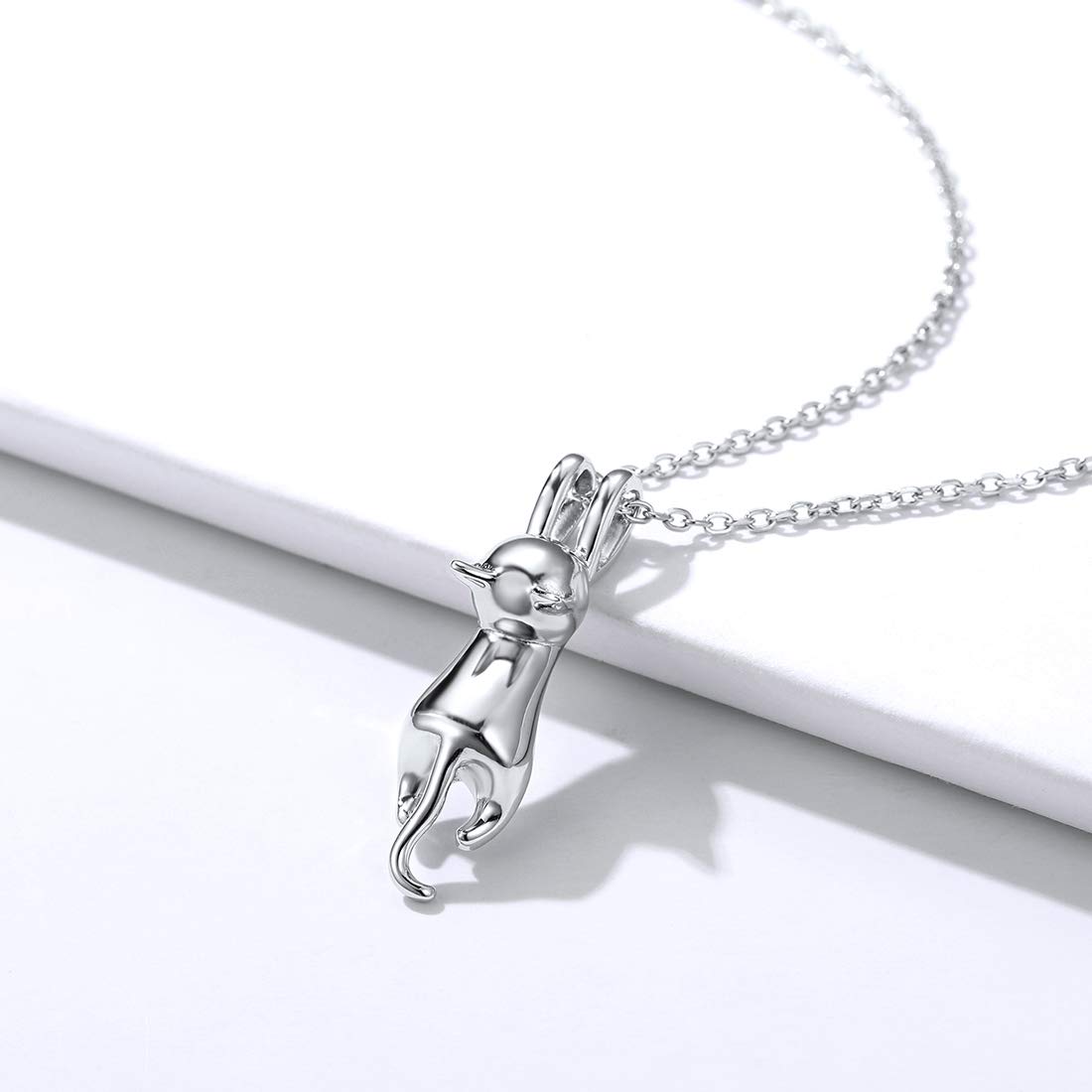 ChicSilver Collar Mujer Plata de Ley 925 Colgante Infantil Gato Joyería Cute para Hija