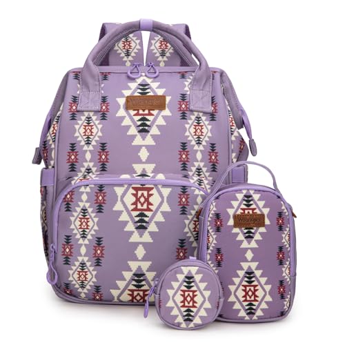 Image of Montana West Wrangler Callie Diaper Bag Backpack with Pacifier Case, Crossbody Bottle Bag and Stroller Straps Western Pattern Multifunction Baby Travel Bag Set WG2215-9110LV