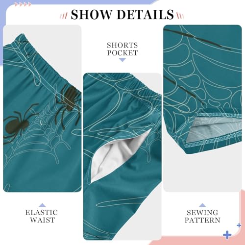 Spider on Blue Boys Pants Boys Athletic Pants Long Pant for Boywith Pockets Wide-Leg Size 6-14Y4
