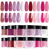 EODCI NAGEL DIP PULVER SET, 12 FARBEN VALENTINSNAGELKUNST STARTER MANIKÜRE SALON DIY ZU HAUSE ROTER GLITZER PINK NUDE DUNKELROSA KEINE ERFORDERLICHE NAGELLAMPE AUSGEHÄRTET