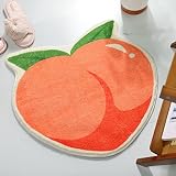 FROZZUR Fruit Peach Bathroom Rug, Peachy Clean Bedroom Floor Mat Non Slip Round Shaped Washable Livi