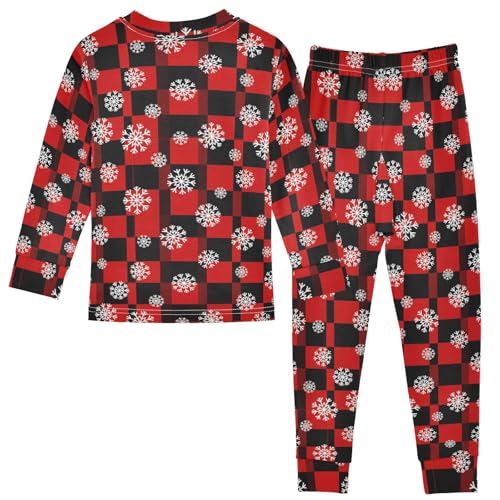 Pajama Sets Long Sleeve Red Black Snowflake Winter Soft Comfy Sleepwear 2 Piece PJS 3-8T3