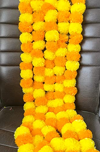 Image of Sphinx Artificial Marigold Flowers (Yellow and Light Orange, 5 Pieces), 49mm