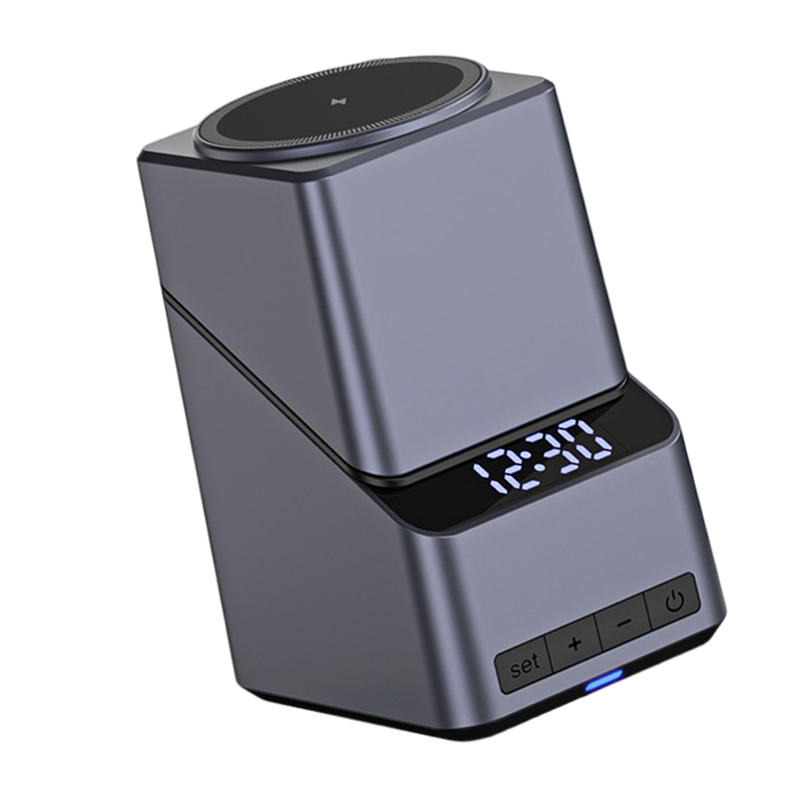 Hub de charge rotatif tactile 15 W pour téléphone portable, écouteurs, montre intégrée, horloge numérique LED intégrée, station de charge multifonction