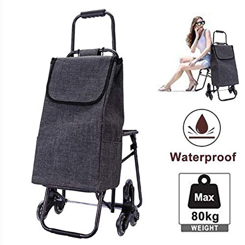 80 kg großer Einkaufstrolley, schwenkbare Vorderräder, leicht, zusammenklappbar, mit wasserdichter abnehmbarer Tasche… – Bild 3