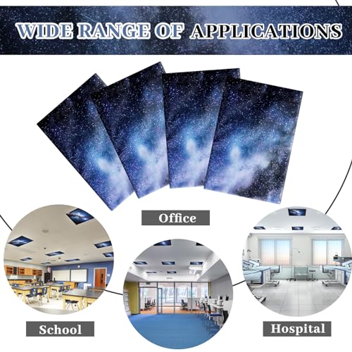 Image of VIHOSE 4 Pcs 2 x 2 Feet Fluorescent Light Covers for Ceiling Lights Classroom Magnetic Light Filters for Reducing Harsh Glare Flicker for Office Classroom Home Drop Ceiling(Milky Way)