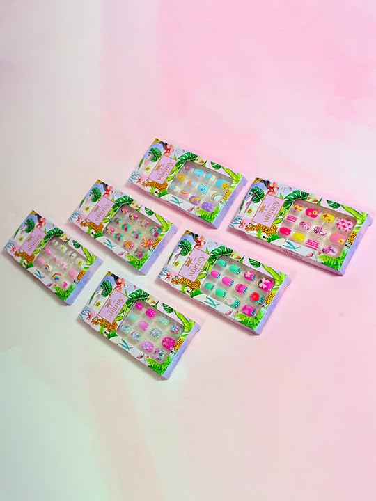 Image of Whimsy Beauty Kids Press-On Nails - Reusable Lightweight & Long-Lasting Design | Easy to Apply & Remove Quick-Fix Nails | 24 Pieces | Ages 4-16 (Flamingo Design)