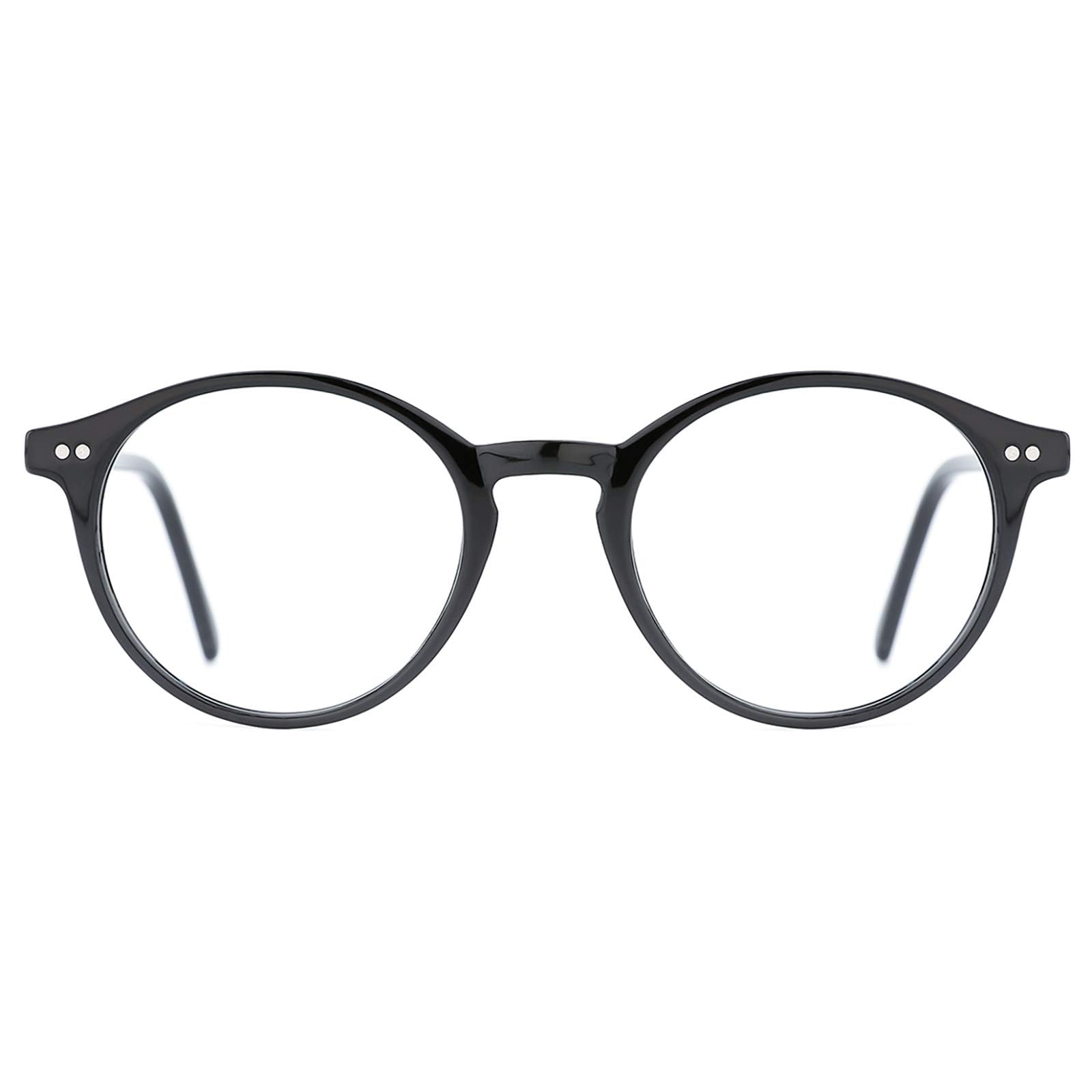 TIJN Blue Light Blocking Glasses Men Women,Vintage Round Frame Eyeglasses | Flexible Lightweight Frames,Red Orange Clear Lens for Computer Gaming Sleep Daily,Anti UV Blue-Ray Glare Screen Fatigue