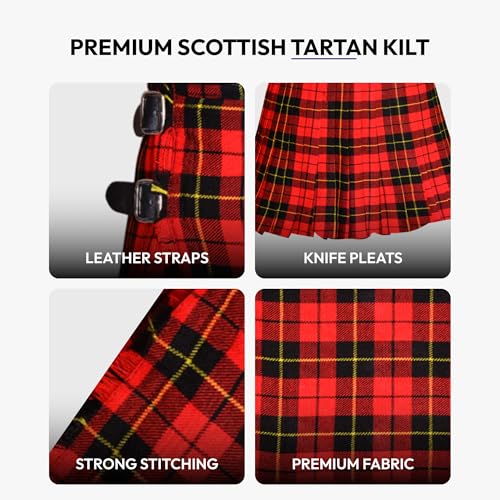 Image of 8 Yard Mens Kilt - Authentic Tartan Kilt for Men Highland Outfit for Weddings & Traditional Scottish Wear